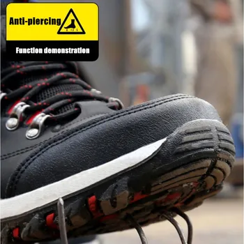 DM24 Plieno toe cap Anti-sutriuškinti Anti-piercing Sauga, darbo batai Aukštos Kokybės Vandeniui Odos Sportbačiai Lauko Vyrų Vaikščiojimo Batai