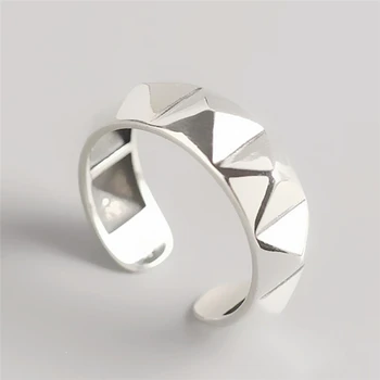 WYEAIIR 925 Sterlingas Sidabro Geometrinis Rhombus Retro Asmenybė Moterų keičiamo dydžio Atidarymo Žiedai