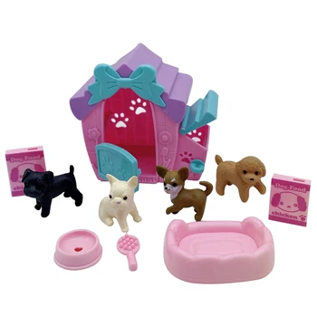 2020 Barbies Princesė Lėlės Priedai Mielas šunelis + Šuo Narve Gyvūnų Imitavimo Modelį Interaktyvus Mini Plastikinis vaikiškas Žaislas