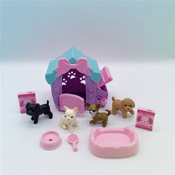 2020 Barbies Princesė Lėlės Priedai Mielas šunelis + Šuo Narve Gyvūnų Imitavimo Modelį Interaktyvus Mini Plastikinis vaikiškas Žaislas