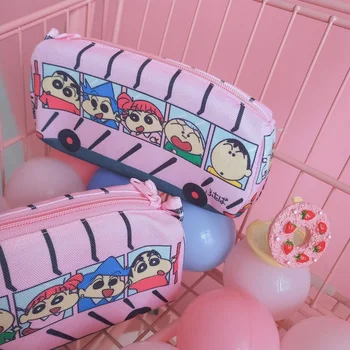 Candice guo medžiaga žaislų, animacinių filmų Crayon Shin Chan automobilių, autobusų pen piniginės atveju paketo raštinės reikmenys studentų pieštuku maišelį studentų dovana 1pc