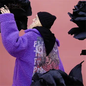 ELFSACK x NEIMY Harajuku Tingus Meškiukas Grafinis Atsitiktinis Vilnos Paltai Moterims,2020 M. Rudenį ELF Prašmatnus Mygtuką korėjos Ponios Kasdien Šiltas Outwear