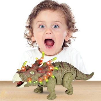 Elektros Vaikščioti Dinozaurai Žaislas Pėsčiomis Triceratopsas Dinozaurų Paveikslas Su Šviesos Skamba Realų Judėjimą Vaikams Žaislas Kalėdų Dovana