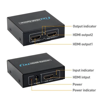 Naujas HDMI 1 2 iš 1080p 4K 1x2 HDCP Striptizo Splitter 3D Galios Signalo Stiprintuvas 4K HDMI Splitter HDTV DVD PS3 Xbox MUMS/ES