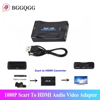 Naujas Scaler Konverteris 1080P Hdmi Į HDMI Audio Video Adapteris HDTV Sky Box, STB Išmanųjį telefoną DVD Scart HDMI Switcher su USB