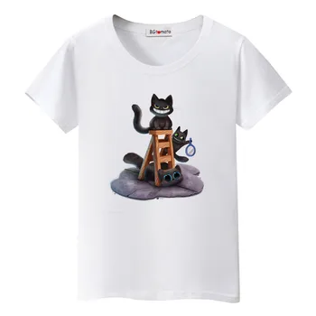 BGtomato Blogio šypsena katė marškinėlius naują atvykimo populiarus stilius mada katė viršūnes super cool vasaros t-shirt originalus prekių mados marškinėliai