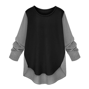 Trytree 2020 m. Rudenį Moterų marškinėliai Atsitiktinis O-Kaklo Poliesteris Marškinėliai Kratinys Dryžuotas ilgomis rankovėmis Office Lady Laisvi marškinėliai Topai