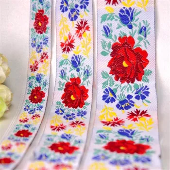 Išsiuvinėta gėlių nėrinių juostelės austinė etiketė Žakardo juostelės rankų darbo amatų drabužiai, aksesuarai CX139