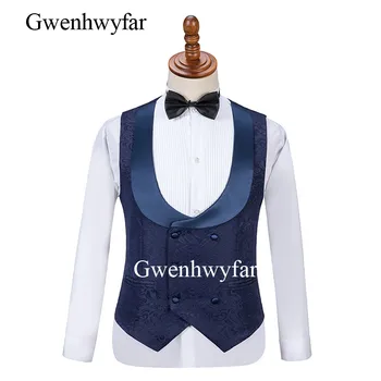 GwenhwyfarMens Kostiumai Su Spausdinimo Prekės Tamsiai Mėlyna Mens Gėlių Švarkas Dizaino Mens Paisley Švarkas Slim Fit Kostiumas Striukė Vyrams Vestuvių