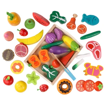 Mediniai Maisto Virtuvės Žaislai, Modeliavimo Daržovės, Vaisiai Magnetas Virtuvės Žaislai Pusryčiai Vaikų Švietimo Žaisti Žaislų Namai