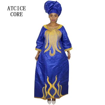 Afrikos suknelės moterims dashiki suknelė heidi bazin riche siuvinėjimo dizaino suknelė ilga suknelė su skara
