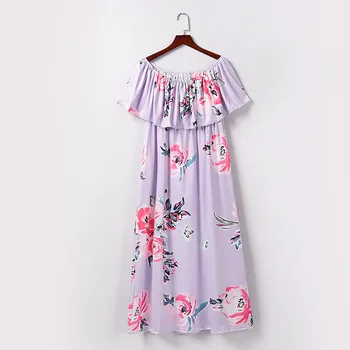Boho Raukiniai Vintage Suknelė Gėlių Spausdinti Vasaros Off Peties Ilga Suknelė Šalies Moterų Atsitiktinis Rankovių Paplūdimio Suknelė Vestidos#J30