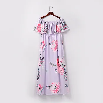 Boho Raukiniai Vintage Suknelė Gėlių Spausdinti Vasaros Off Peties Ilga Suknelė Šalies Moterų Atsitiktinis Rankovių Paplūdimio Suknelė Vestidos#J30