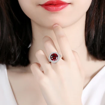 KALETINE 925 Sterlingas Sidabro Karūna Žiedai Moterims Prabangus Žiedas Moterų Vestuves Raudonas Granatas Kristalų 2019 bižuterijos