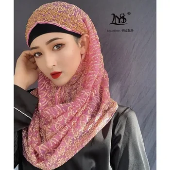 2021 prabangus šilko Musulmonų moterims aukštos kokybės vestuvių hijabs