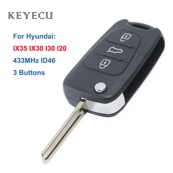 Keyecu Apversti Nuotolinio Rakto Pakabuku, skirta Hyundai IX35 I20 I30 2008 2009 2010 2011 2012, 3 Mygtuką 433MHz ID46 Chip Automobilio Raktas