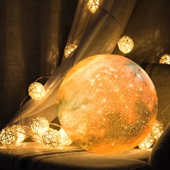 Nuotolinio Valdymo 3D Spausdinimo Mėnulio Šviesos RGB 16 Spalvų LED Naktį Lempos šviesos srautą galima reguliuoti Naktiniai Žibintai Vaikų Gimtadieniui Dovana Miegamojo Puošimas