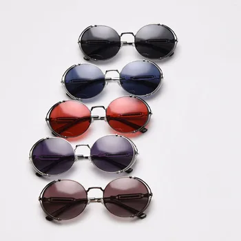 Peekaboo retro steampunk akiniai nuo saulės vyrams poliarizuota metalinis korpusas apvalus saulės akiniai moterų uv400 raudona mėlyna roko stiliaus 2021
