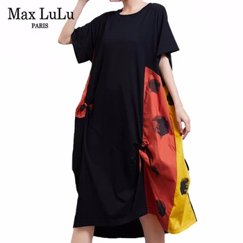 Max LuLu Naujų 2020 M. Vasaros Mados Stiliaus Moteriški Laisvalaikio Vestidos Ponios Spausdinti Vintage Suknelė Kratinys Elegantiškas Negabaritinių Suknelės