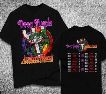 Judas Priest Deep Purple Kelionių 2018 T-Shirt Marškinėliai Vyrams Juodi Trumpi Rankovėmis Medvilnės Hip-Hop T-Shirt Spausdinti Tee Marškinėliai