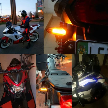 2vnt Motociklo LED Posūkio Signalo Žibintai Mėlyna Ir Nuoseklus Geltona Šviesa 17pcs LED QTY Įvairių Motociklų ATV Electrombile