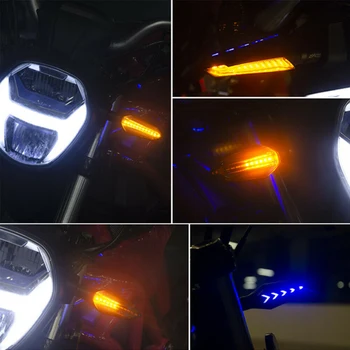 2vnt Motociklo LED Posūkio Signalo Žibintai Mėlyna Ir Nuoseklus Geltona Šviesa 17pcs LED QTY Įvairių Motociklų ATV Electrombile