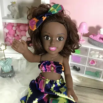 35cm Modeliavimas Afrikos Mergaitę Lėlės Mados Silikono Mini Lėlės Kūno Apsimesti Žaisti Žaislai Mergaitėms, Vaikams Kalėdų Dovana