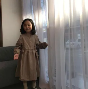 Vaikai Korėja Suknelė 2019 Merginos Naujų Ilgomis Rankovėmis Lino Suknelės, Kūdikis, Vaikas, Retro Stiliaus Princesė Šalis Suknelė Drabužių Pavasario Rudens