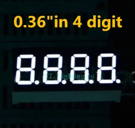 Balta 0.36 colių 4 Skaitmenų 7 Segmentų skaitmeninis Šviesos diodų (LED Skaitmeninis Skaitmeninis Ekranas,Bendro Katodo 0.36