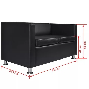 VidaXL 2-Sėdynės Ir 3 Vietų Sofa Nustatyti Sintetinės Odos Juodas Gyvenimo Kambario Baldai