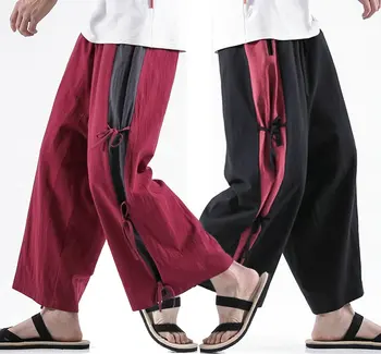 Medvilnės Skalbiniai Plataus kojų Kelnės Vyrams Kinų Stiliaus Atsitiktinis Bėgiojimo Kelnės Didelis 5XL 2020 m. Pavasarį Aukštos Kokybės Sweatpants Vyrų Kelnės