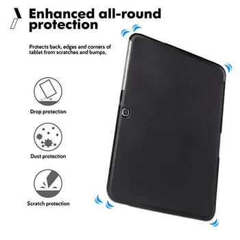 PU Odos Apversti Stand Case For Samsung Galaxy Tab 3 10.1 GT-P5200 P5210 P5220 Tablet Auto Pažadinti/Miego Padengti+Apsauginės Plėvelės+Rašiklis