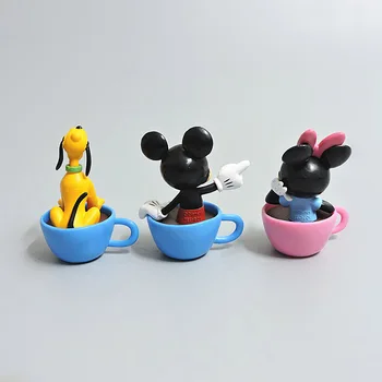 Disney Mickey Mouse ir Kavos Puodelį, ančiukas Donaldas Minnie Mouse 8cm Animacinį Personažą PVC Vaikų Žaislas Gimtadienio Dovana 13
