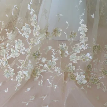 1 Kiemas 3D Keturių lapų dobilų prancūzijos Tiulio Nėrinių Audinio Šampano Pasisekė Spalvinga gėlių 