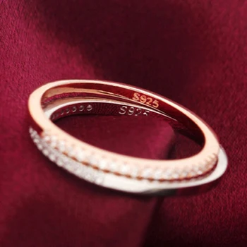 Vestuvinį Žiedą, Moterims Trumpą Klasikinės 925 Sterlingas Sidabro Žiedai Mini Kubinis Cirkonis Rose Aukso Spalvos bižuterijos 2020 Dovana