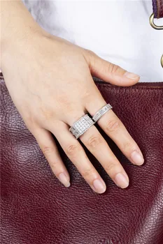 Prabangūs Žiedai Rinkinys Moterims Aukšto Aiškumo 925 sidabro Imituoti Deimantų, Platinos Akcentas Atsparus Dalyvavimas Vestuvių Jubiliejų