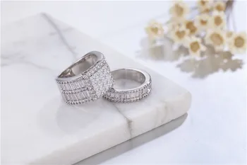 Prabangūs Žiedai Rinkinys Moterims Aukšto Aiškumo 925 sidabro Imituoti Deimantų, Platinos Akcentas Atsparus Dalyvavimas Vestuvių Jubiliejų