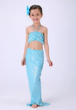 3 Rinkinys Princess Ariel Undinėlės Uodegos Suknelė Vaikų Mergaičių Undinėlės Uodegą Bikini Maudymosi Kostiumėlį Vaikai Swimmable Undinė Cosplay Kostiumas