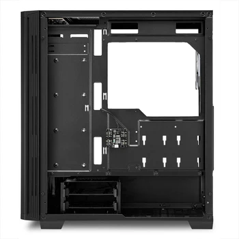 Sharkoon ŠVIEČIA 100 RGB led Gaming case black (ATX, grūdintas stiklas, RGB, ventiliatorius 1x120 mm + 1x120 mm, 2xUSB 3.0, 1xUSB 2.0, audio)