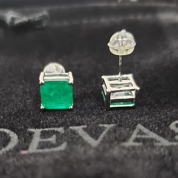 OEVAS 925 Sterlingas Sidabro 7mm Sukurta Smaragdas Stud Auskarai Moterims Aukščiausios Kokybės Vestuvių Dalyvavimo Šalies Fine Jewelry