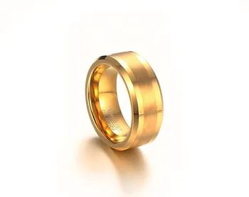 Aukso spalvos Volframo Žiedai Vyrams Papuošalai 8MM Vyrų Vestuviniai Žiedai
