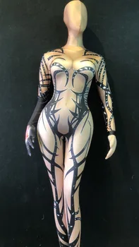 2020 Moterų Nauja Seksuali 3D Spausdinimo Jumpsuit naktinis klubas Partijos Veiklos Šventė Šokėja, Dainininkė, Scenoje Vilkėti Kostiumai Bodysuit
