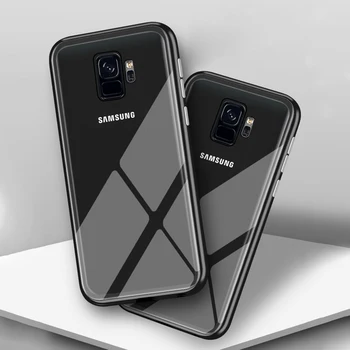 Metalo Magnetinių Atveju, Samsung Galaxy A50 A70 A30 A20 A10 A60 Grūdintas Stiklas Atvejais, Samsung A6 J6 J4 Plius A9 A7 A8 2018