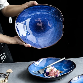 KINGLANG Šiaurės šalių Keramikos maisto patiekalas skardos buitinės keramikos nereguliarus patiekalas, salotos patiekalas patiekalas indai