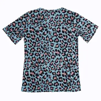 Moterų Leopard Tuščiaviduriai Iš Tee Moterų Seksualus V-kaklo, Trumpas Rankovėmis marškinėliai Plius Dydis korėjos 90s Estetinės Viršuje Tee camisetas mujer