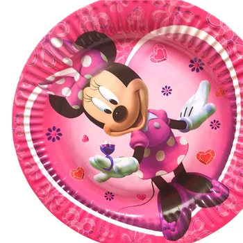 Minnie Mouse Gimtadienio Reikmenys, Papuošalai Nustatyti, Vienkartiniai Puodeliai, Plokštės Servetėlės Stalo Minnie Temą Gimtadienio Plėšikauti krepšiai