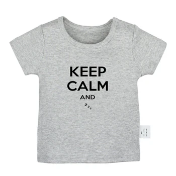 Nusiraminkite Ir Miego Zzz Dizaino Naujagimio marškinėlių Bamblys Grafinis Trumpas Rankovėmis Tee Viršūnės