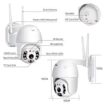 Wifi PTZ IP Kamera Lauko FHD 3MP 4X Zoom dvipusis Audio Wi-fi IP Kamera, Auto Sekimas Spalva IR Naktinio Matymo VAIZDO Kamera YCC365