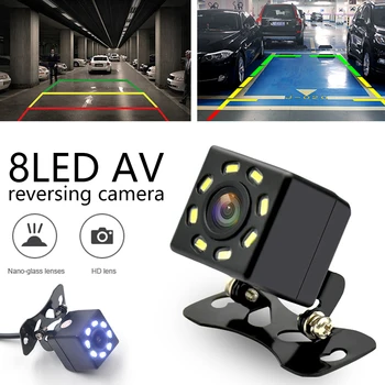 Universalus Automobilių Galinio vaizdo Atbuline Kamera 8 LED Naktinio Matymo Vandeniui CCD HD Spalvos Auto Backup automobilio Parkavimo Kamera