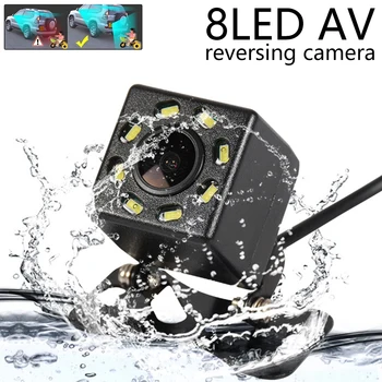 Universalus Automobilių Galinio vaizdo Atbuline Kamera 8 LED Naktinio Matymo Vandeniui CCD HD Spalvos Auto Backup automobilio Parkavimo Kamera